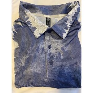 Adidas Golf Mens 2XL Polo Shirt Mesh Floral New Dark Blue White Flower Mesh